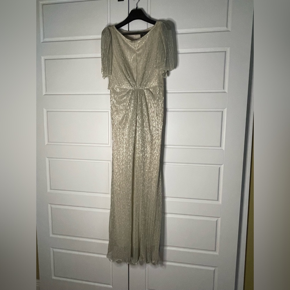 Adriana Papell Metallic Gold Maxi Dress